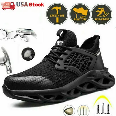 Steel Toe Sneakers For Mens Safety Work Shoes Breathable Indestructible Boots • $41.39