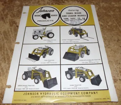 Vintage Johnson Garden Tractor Attachments Sheet In Good Shape Used • £9.63