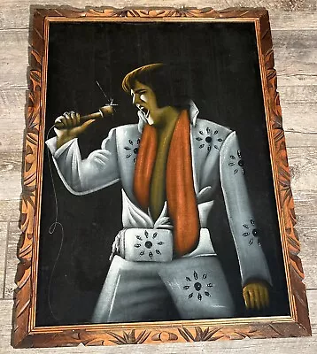 Large Vintage Elvis Presley Velvet Painting 35X25 King Of Rock And Roll • $109.99