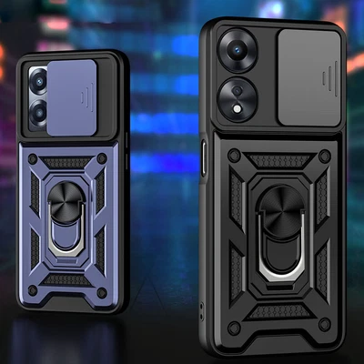 $14.69 • Buy Oppo A78 A17 A54s A96 A98 Case Armor Cover Metal Bracket Slide Window Shockproof