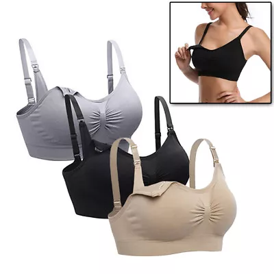 Nursing Maternity Bra Front Open Buckle Breastfeeding Pregnant Maternity  M-XXL • £8.80