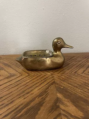 Vintage Solid Brass Duck Soap Holder / Dish Duck Hunter Old 8.5” Long • $25