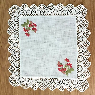 Vintage Hand Crochet Lace Doily Cotton Table Mat Floral Pattern 12x12  X6pcs • $36