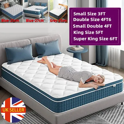 Memory Foam Foam Orthopaedic Spring Firm Mattress 3FT 4FT 4FT6 Double 5FT King • £89.89