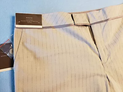 NEW Women's Merona Beige Pinstriped Cropped Dress Pants 20 W See Measurements* • $17.95