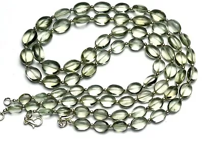 Natural Gem Prasiolite 8x6 To 13x10MM Size Smooth Oval Nugget Bead Necklace19.5  • $27.03