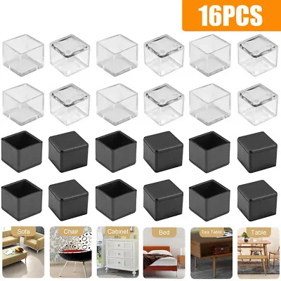 16Pcs Silicone Chair Leg Caps Covers Furniture Table Feet Pads Floor Protectors • £3.99