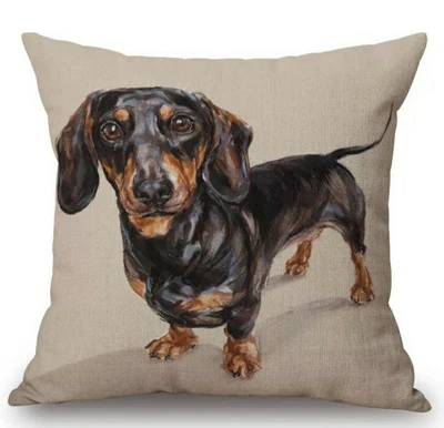£9.99 • Buy Cute Linen Dachshund Cushion Cover Large Sausage Dog Lover