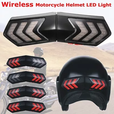 Motorcycle Helmet Red LED Smart Brake Stop Turn Signal Light Indicator Wireless • $44.17