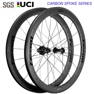 High Quality Carbon Spoke Wheelset 700C Road Bicycle Wheels Tubeless Ceramic Hub • $720.90