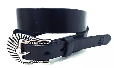 DON RICHARDSON Womens Genuine Leather Thin Skinny Belt SMALL Made IN IDAHO • $17.99