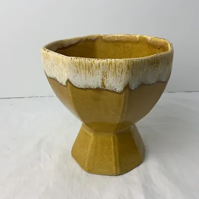 $34.99 • Buy Handmade Ceramic Yellow W/ Frost Trim Plant Pot Vase VTG Planter Signed Inside