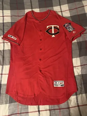 Majestic Minnesota Twins Red Alternate Jersey Size 48 MLB 150 Patch • $125