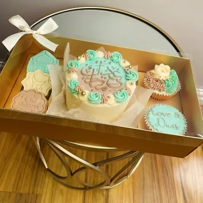 4 Cupcake Bento Box Packaging Treat Gift Box Bento Cake Premium Gold 5 Pack • £14.99