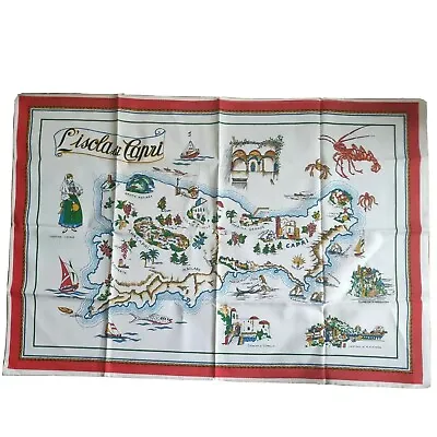 £0.99 • Buy Island Of Capri Cloth Cotton Tea Towel Colorful Map 35 X 21  Lisola Di Capri