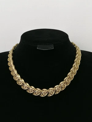 £45 • Buy Vintage Crown TRIFARI Textured Gold Tone Choker Necklace L 40cm