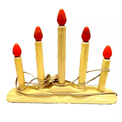 Vntg Candolier Drip Candle Electric Candelabra Christmas W/5 Orange Bulbs Leaf • $9