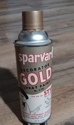Vintage SPARVAR Spray Paint Can 60’s Gold Color Enamel Paper Label NOS Borden • $45