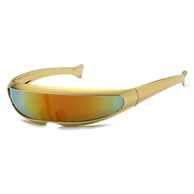 Retro Futuristic Glasses Luxury Men Sunglasses Women Eyewear Vintage Gold 2023 • $13.96