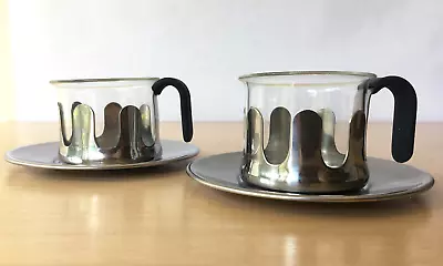 MICHAEL GRAVES DESIGN | Set Of 2: Tea/Coffee Cups Glass + Stainless Steel | NIB • $55.99