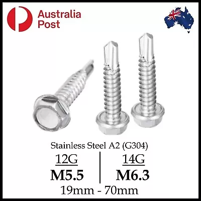 12G 14G Self Drilling Hex Flange Screw S M5 M6 Tapping Stainless Steel A2 G304 • $10