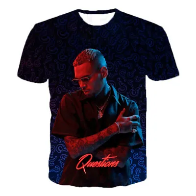 £9.59 • Buy Singer Chris Brown Casual Women Men T-Shirt 3D Print Short Sleeve Tee Top