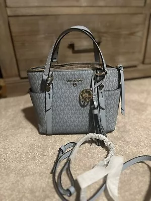 Michael Kors Tote Sullivan Signature Convertible Top Zip Handbag Light Blue • $95