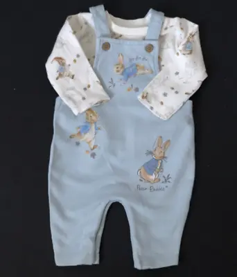 Boys Peter Rabbit 2 Piece Dungaree Outfit  0/3  Months • £13.99
