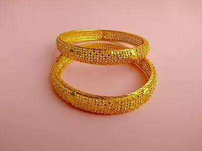 Indian Bangles 22k Gold Plated Bridal Jewelry Ethnic Bollywood Bracelet Set 2.6* • £14.28