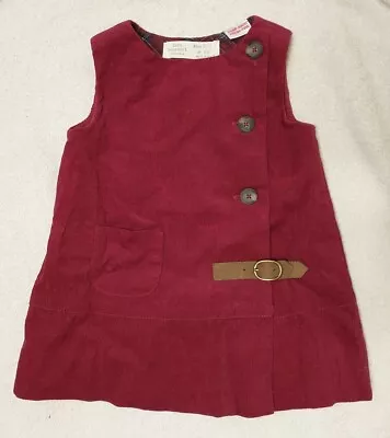 Zara Baby Girl Collection Shift Dress 3-6M Red Button Corduroy Button Lined • $9.17