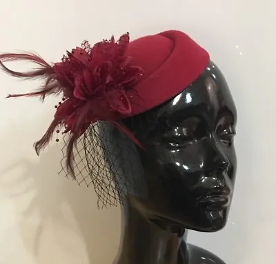 Fascinator Hat Pillbox Flower Veil Hatinator UK Wedding Ascot Races Clip Felt • £14.99