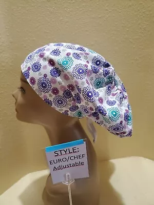 Floral Vine Mini (purple) Women's Euro/Chef Surgical Scrub Hat/Cap Handmade • $19.25