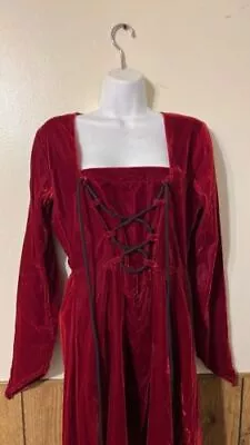 Vintage Begotten Dilek Atasu Goth Renaissance Dress Cranberry Red Velvet Size S • $75.79