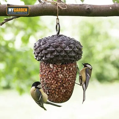Acorn Shaped Metal Bird Feeder Nuts & Seeds Hanging Animal Feeder Garden Decor • £8.75