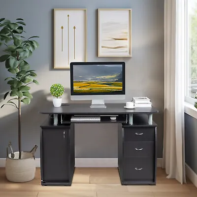 Computer Desk Gaming Desk With Charge Station &Cabinet Home Office Desk 3 Drawer • $139.98