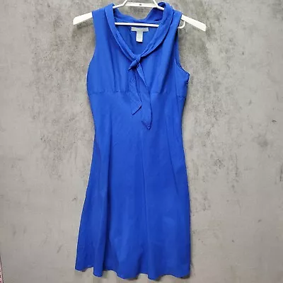 Vintage 80's Maroon Empire Dress Linen Blend Blue Womens 12 Sleeveless Shawl • $28.99