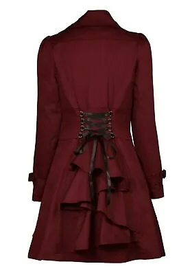 £49.99 • Buy Uk Size 8 Burgundy Red Victorian Riding Jacket Coat Gothic Steampunk Larp Uk 