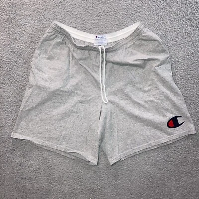 $20 • Buy Vintage Champion Sweat Shorts Size XL Gray Embroidered Logo Cotton Mens