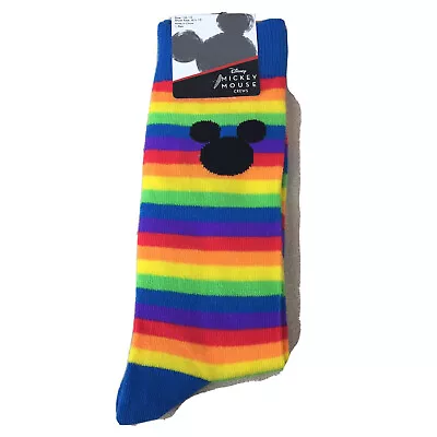 Mickey Mouse Rainbow Pride Men’s Novelty Crew Socks Size 6-12 New V26 • $10.95