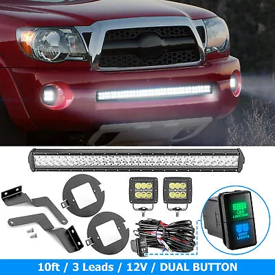 For 05-11 Toyota Tacoma 32  LED Light Bar + 3'' LED Pod Bumper Mount Wire Combo • $135.99