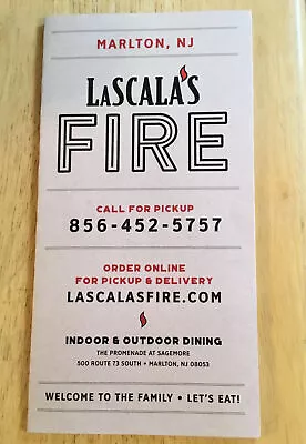 LaScala’s Fire Marlton New Jersey Menu Ephemera Promenade Sagemore  Route 73 NJ • $11.99