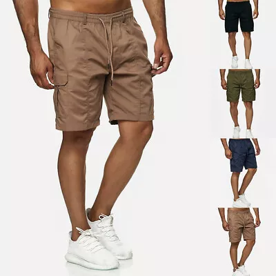 Men's Drawstring Cargo Workwear Capri Pants Summer Sports Pockets Shorts US • $18.53