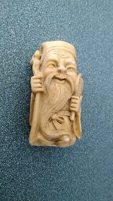 £61.39 • Buy Antique Netsuke Japanese  Old Man Figurine & Staff Bone 2.85  Tall C.1850