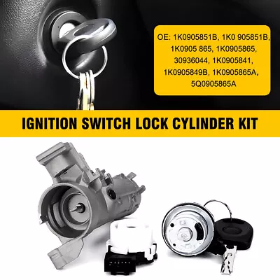 IGNITION STARTER SWITCH STEERING LOCK BARREL & KEY For VW BEETLE CADDY EOS GOLF • $37.29