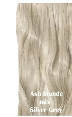 26 Inches Straight  Clip In Hair Extension Ash Blonde Mix Silver Grey • £8.99