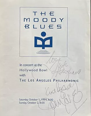 The Moody Blues Hollywood Bowl Concert LA Philharmonic Program 1994. Signed • $52.50