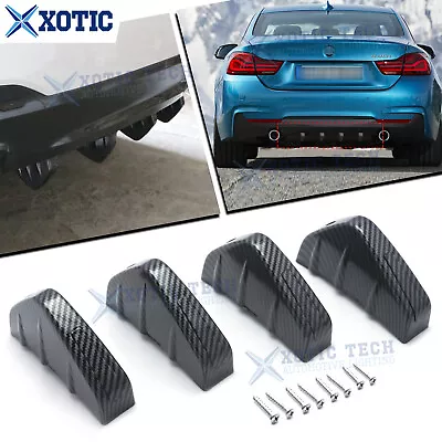 Carbon Fiber Car Rear Bumper Diffuser Shark Fin Spoiler Lip Wing Splitter ABS 4x • $19.77