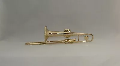 Trombone Brass Gold Plated Handmade Mini Music Instrument Refrigerator Magnet • $10