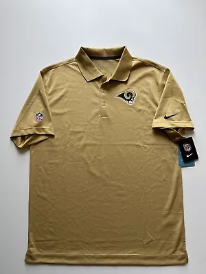 Nike St. Louis Rams Polo Shirt Mens Medium Gold Dri-Fit Authentic NFL Logo NWT • $22.74