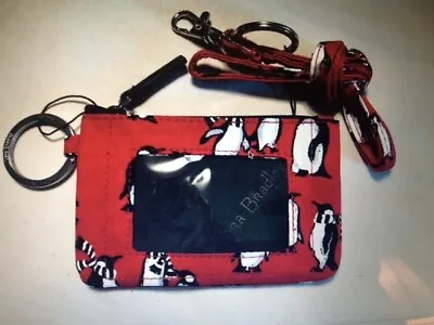 Vera Bradley Zip ID Case And Lanyard - Playful Penguins Red - NWT - Retired • $19.95